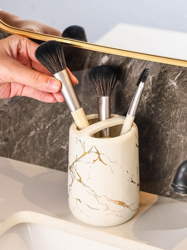 Ceramic Cosmetics Couple Toothbrush Cup